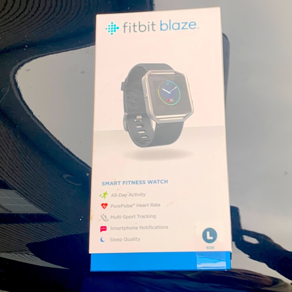 Brand new, never opened FitBit Blaze, large black